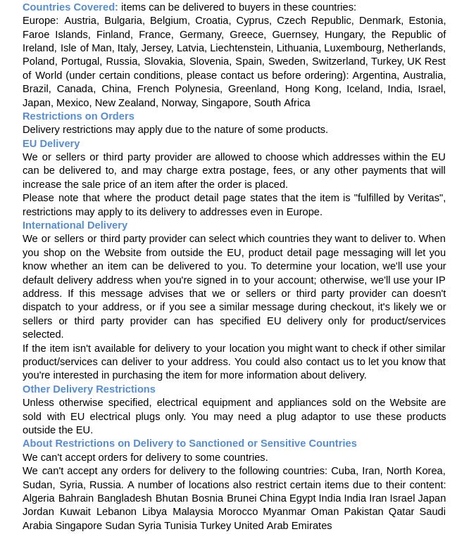 Veritas conditions of use
